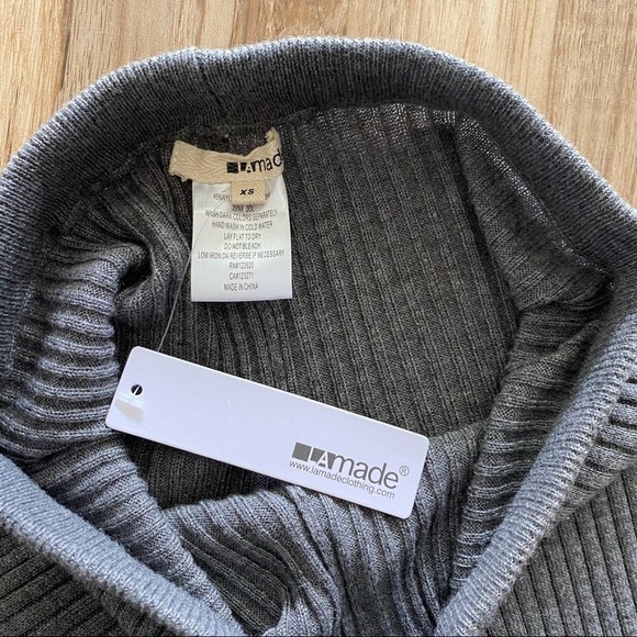 LAmade Gray High Rise Rib Knit Cozy Leggings Footless Tights XS - Picture 4 of 8